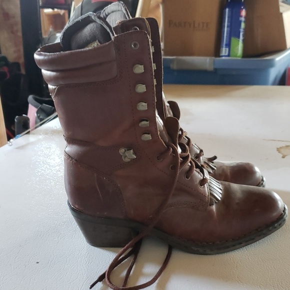 double h lace up work boots